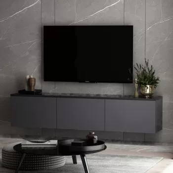 Comoda TV, Inarch, Neon, 160x35x32 cm, Antracit imagine