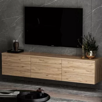 Comoda TV, Inarch, Neon, 160x35x32 cm, Pinul Atlantic imagine