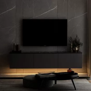 Comoda TV, Inarch, Neon Illuminated, 160 x 35 x 32 cm, pal melaminat, antracit imagine