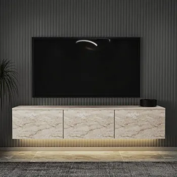 Comoda TV, Inarch, Neon Illuminated, Travertin imagine