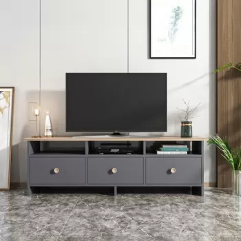 Comoda TV, Inarch, Oslo, 150x47x36 cm, Antracit / Stejar imagine