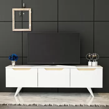 Comoda TV, Inarch, Prag, 150x44x35 cm, Stejar alb imagine