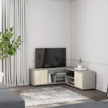 Comoda TV, Inarch, Rosa, Gri / Travertin imagine