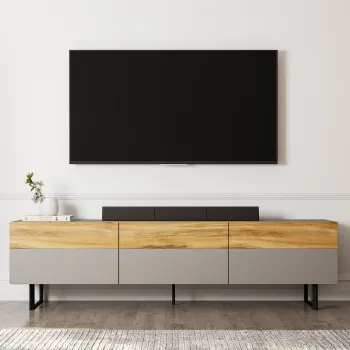 Comoda TV, Inarch, Sign, Gri / Stejar imagine