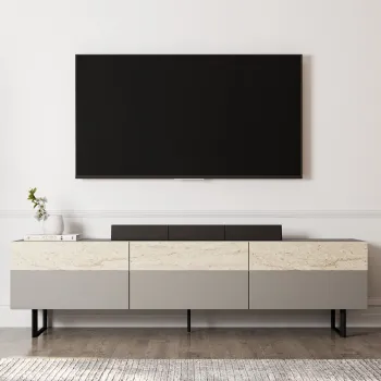 Comoda TV, Inarch, Sign, Gri / Travertin imagine