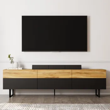 Comoda TV, Inarch, Sign, Negru / Stejar imagine