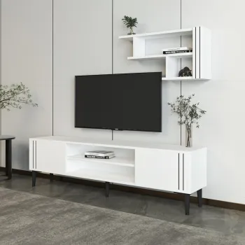 Comoda TV, Inarch, Snow Set, 140x44 cm, PAL, Alb imagine