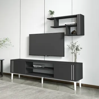 Comoda TV, Inarch, Snow Set, 140x44 cm, PAL, Antracit imagine