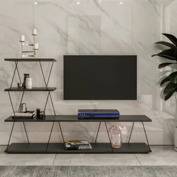 Comoda TV, Kalune Design, Ilgaz, 150x93x30 cm, Antracit imagine
