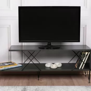 Comoda TV, Kalune Design, Street, 120x40x30 cm, Antracit imagine