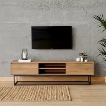 Comoda TV Laxus, Almaren, 180x40x50 cm, maro/negru imagine