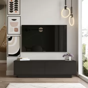 Comoda TV, Locelso, FN1, 140x38.2x35.5 cm, Negru imagine