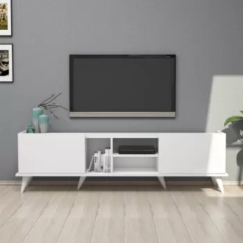 Comoda TV, Mezza, Elegante 1320, 180 x 52 x 34 cm, pal melaminat, alb imagine