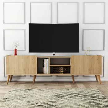 Comoda TV, Mezza, Lotus, 180x52x34 cm, Stejar imagine