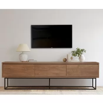 Comoda TV Milo, Sapphire, 180x40x50 cm, maro/negru imagine