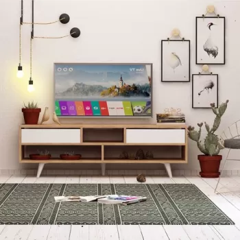 Comoda TV, Mod Design, Glasgow, 140x52x35 cm, Stejar / Alb imagine