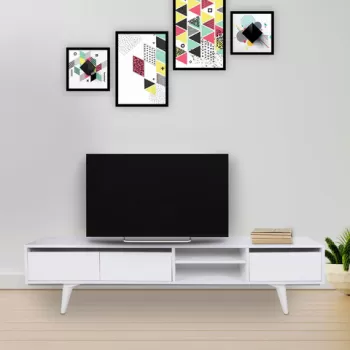 Comoda TV, Mod Design, Graz, 180x30x45 cm, Alb imagine