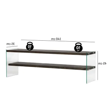 Comoda TV, Neostill, Aqua TV, 140x45x35 cm, Sticla temperata, Antracit imagine