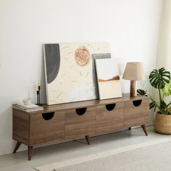 Comoda TV, Neostill, Four Seasons, 180x50x35 cm, Cadru: PAL MELAMINAT 100%., Maro imagine