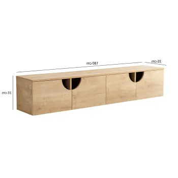 Comoda TV, Neostill, Grotte, 180x35x35 cm, Cadru: PAL MELAMINAT 100%., Stejar imagine