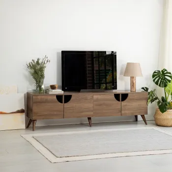 Comoda TV, Neostill, Grotte, 180x50x35 cm, Cadru: PAL MELAMINAT 100%., Maro imagine