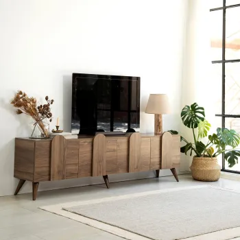 Comoda TV, Neostill, New Line, 180x50x35 cm, Cadru: PAL MELAMINAT 100%., Maro imagine