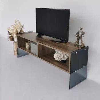 Comoda TV, Neostill, TV405, 120x45x35 cm, Nuc / Fume imagine