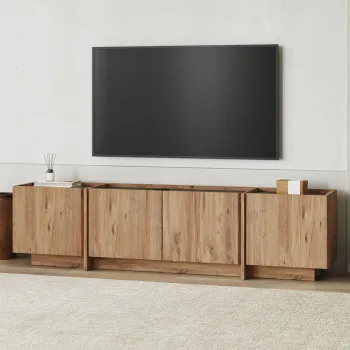 Comoda TV, Nordure, Lowen, 180x46x35 cm, Pin Atlantic / Antracit imagine