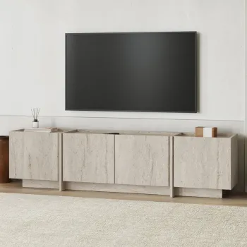 Comoda TV, Nordure, Lowen, 180x46x35 cm, Travertin imagine