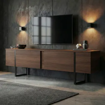 Comoda TV, Nordure, Onera, 180x50x30 cm, Nuc / Negru imagine