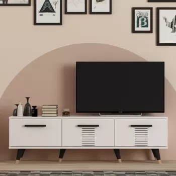 Comoda TV, Olivia, Asimo, 150 x 45 x 35 cm, pal melaminat, alb imagine