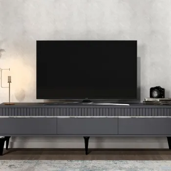 Comoda TV, Olivia, Defne, Antracit / Argintiu imagine