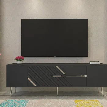 Comoda TV, Olivia, Dekolp5, Antracit / Argintiu imagine