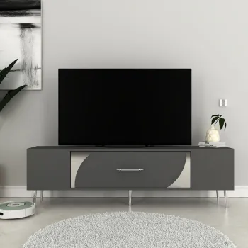 Comoda TV, Olivia, Dekop2, Antracit / Argintiu imagine