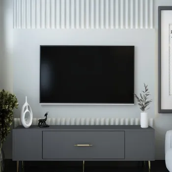 Comoda TV, Olivia, Dekos, Antracit / Aur imagine