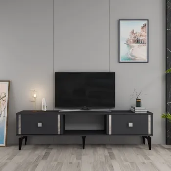 Comoda TV, Olivia, Doruk, Antracit / Argintiu imagine