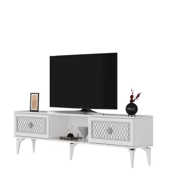 Comoda TV, Olivia, Herry, Alb / Argintiu imagine