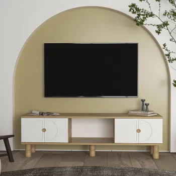 Comoda TV, Olivia, Inci Bohem, Stejar Safir / Alb imagine