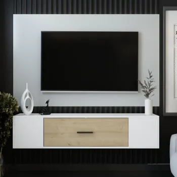 Comoda TV, Olivia, Kodaks, Stejar alb / safir imagine