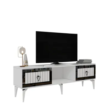 Comoda TV, Olivia, Linda, Alb / Argintiu imagine