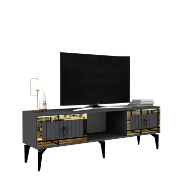 Comoda TV, Olivia, Linda, Antracit / Aur imagine