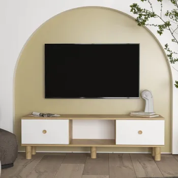 Comoda TV, Olivia, Mono, Stejar Safir / Alb imagine