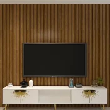 Comoda TV, Olivia, Nida, Alb/Auriu imagine