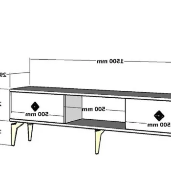 Comoda TV, Olivia, Nil, 150x44.6x29.6 cm, PAL, Alb / Argintiu imagine