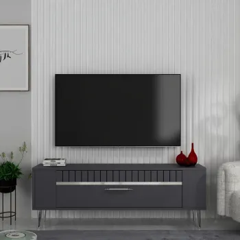 Comoda TV, Olivia, Retrolp1, Antracit / Argintiu imagine