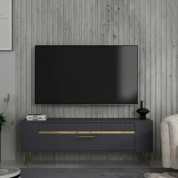 Comoda TV, Olivia, Retrolp1, Antracit / Aur imagine