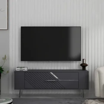 Comoda TV, Olivia, Retrolp5, Antracit / Argintiu imagine