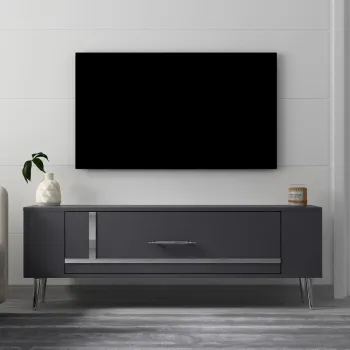Comoda TV, Olivia, Retrop1, Antracit / Argintiu imagine