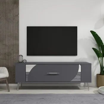 Comoda TV, Olivia, Retrop2, Antracit / Argintiu imagine