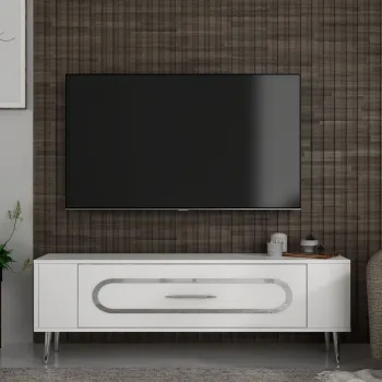 Comoda TV, Olivia, Retrop3, Alb / Argintiu imagine